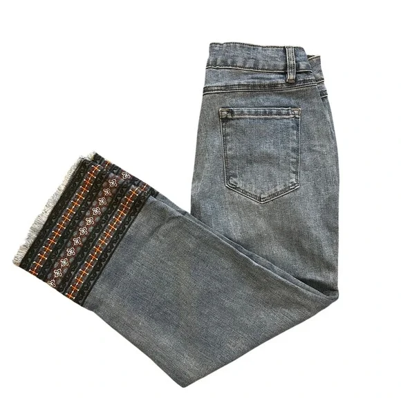 Flamingals Womens Embroidered Hem Straight Leg Jeans Blue Size M NEW - Picture 3 of 4